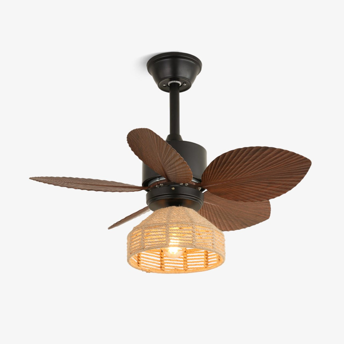 Rivora Tropische plafondventilator met verlichting van rotan