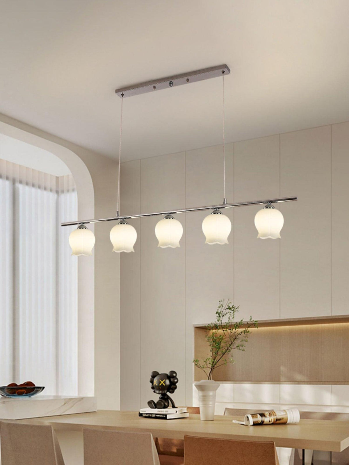 Evenara Moderne minimalistische hanglamp met bloemmotief van glas