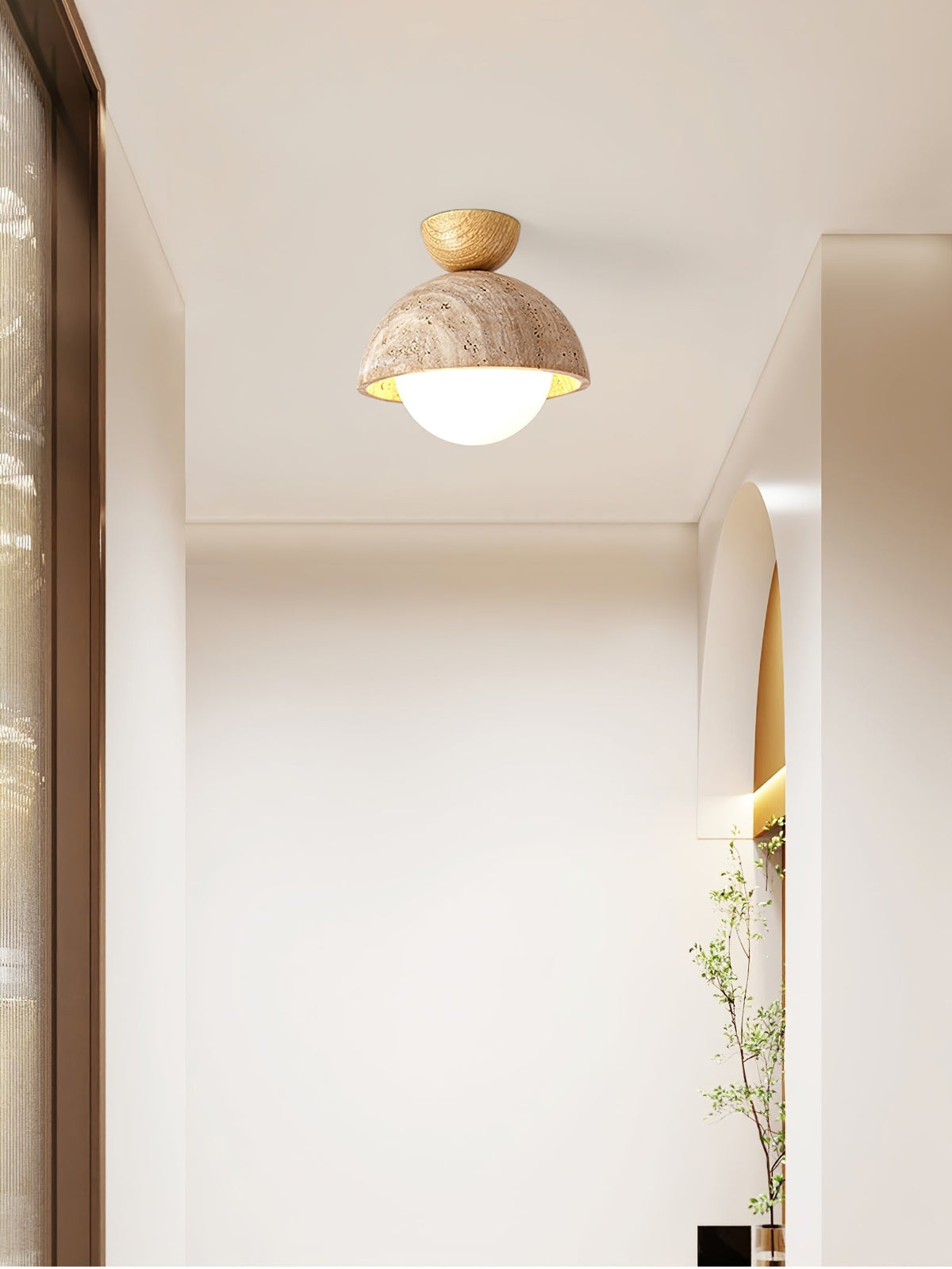 Serireon plafondlamp van geel travertin