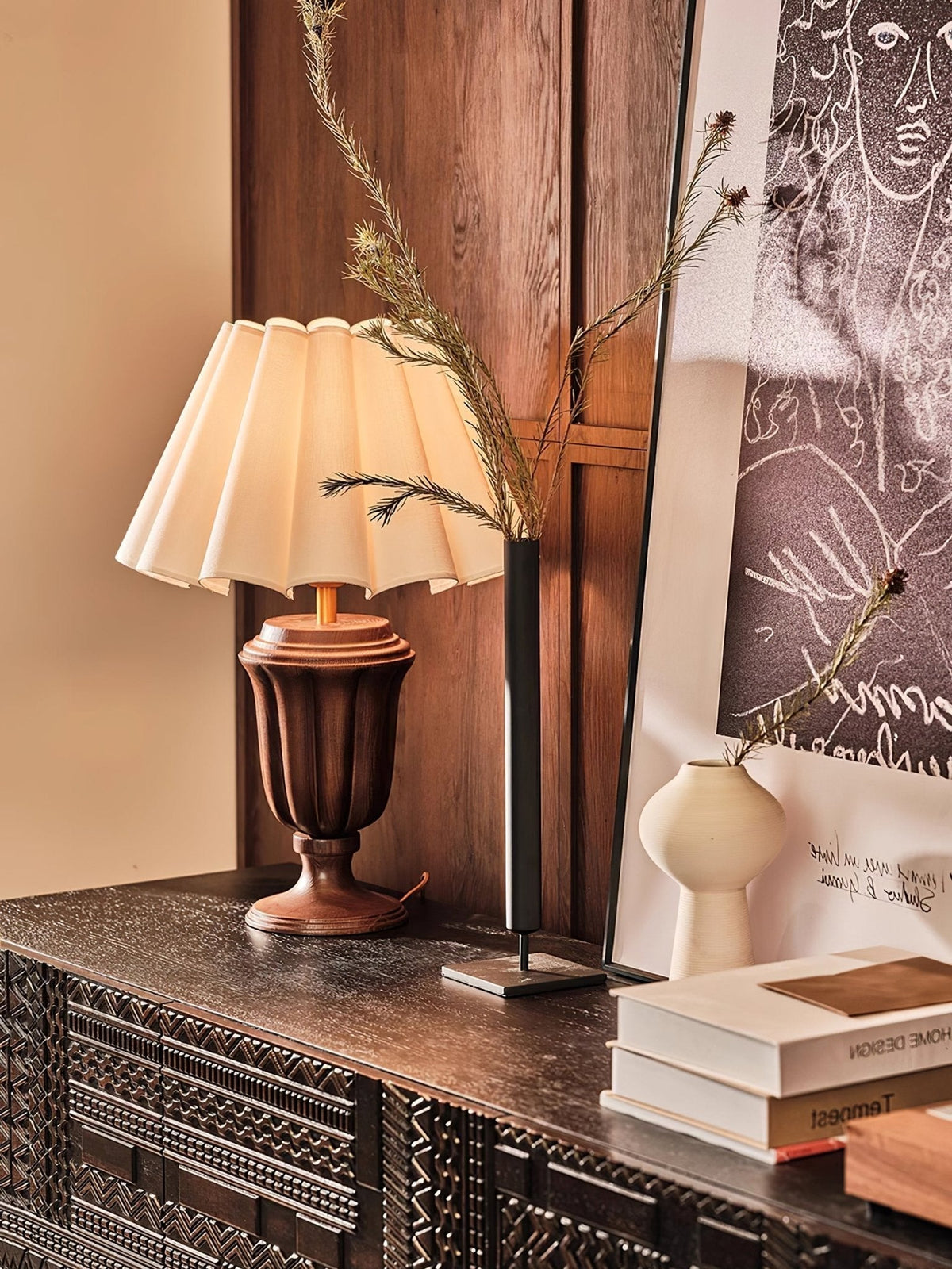Vireo Hout en Stoffen tafellamp