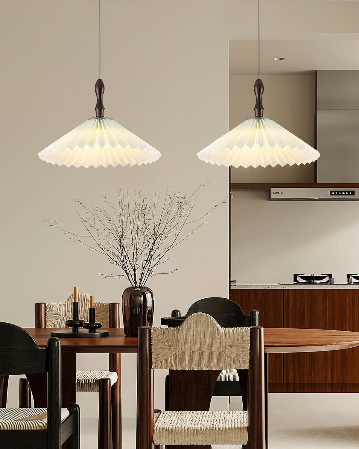 Petal hanglamp van hout met bloemblaadjes