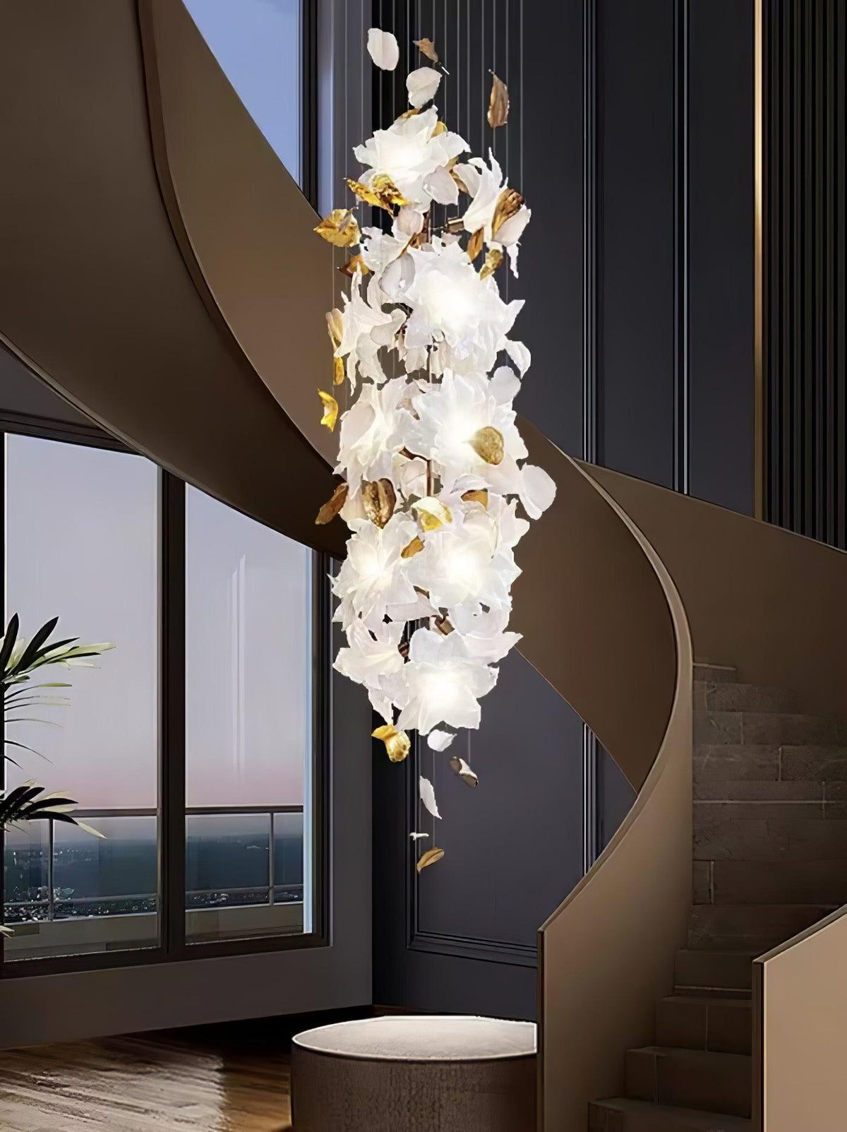 Araeos Flying Flowers Fluttering Kroonluchter van messing