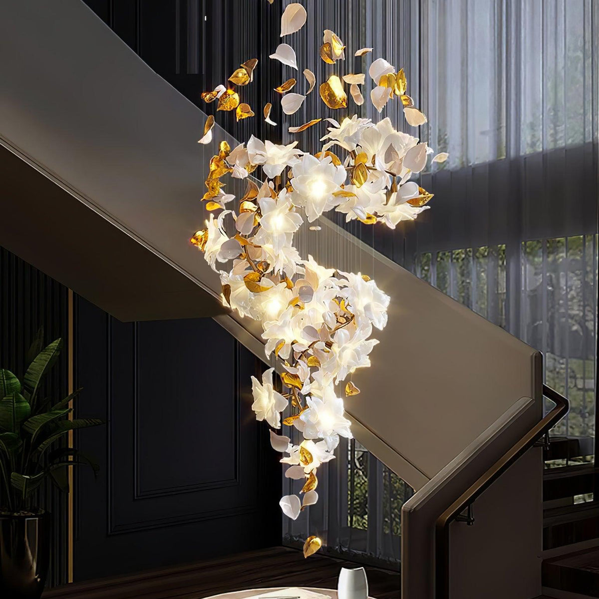 Araeos Flying Flowers Fluttering Kroonluchter van messing