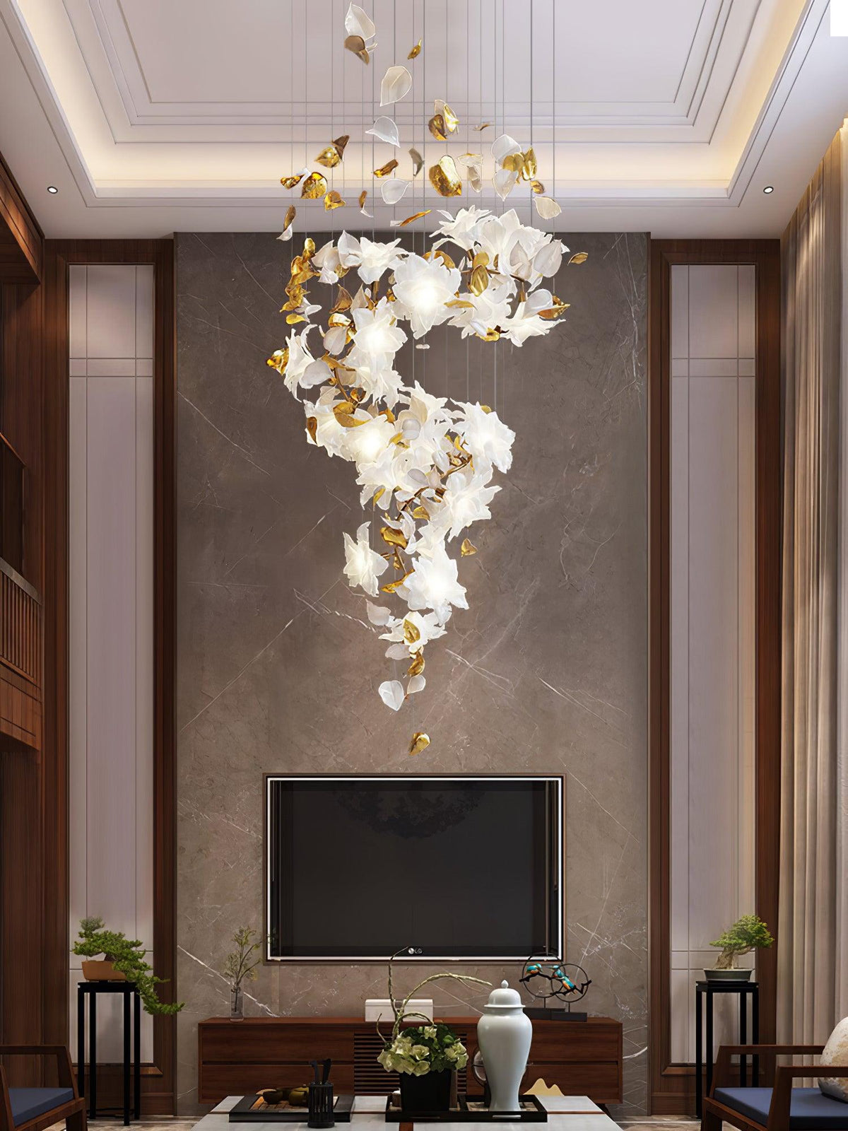 Araeos Flying Flowers Fluttering Kroonluchter van messing