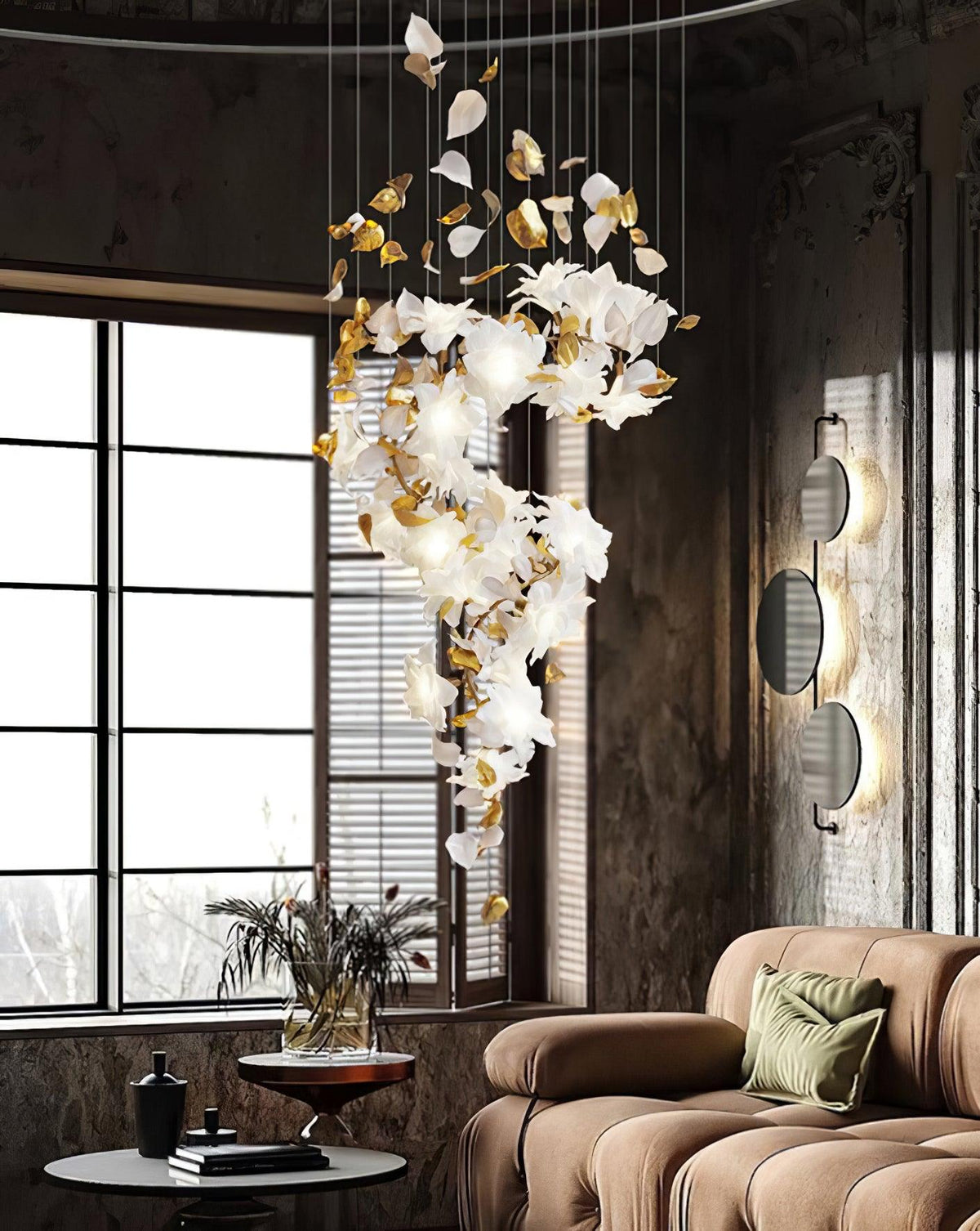 Araeos Flying Flowers Fluttering Kroonluchter van messing