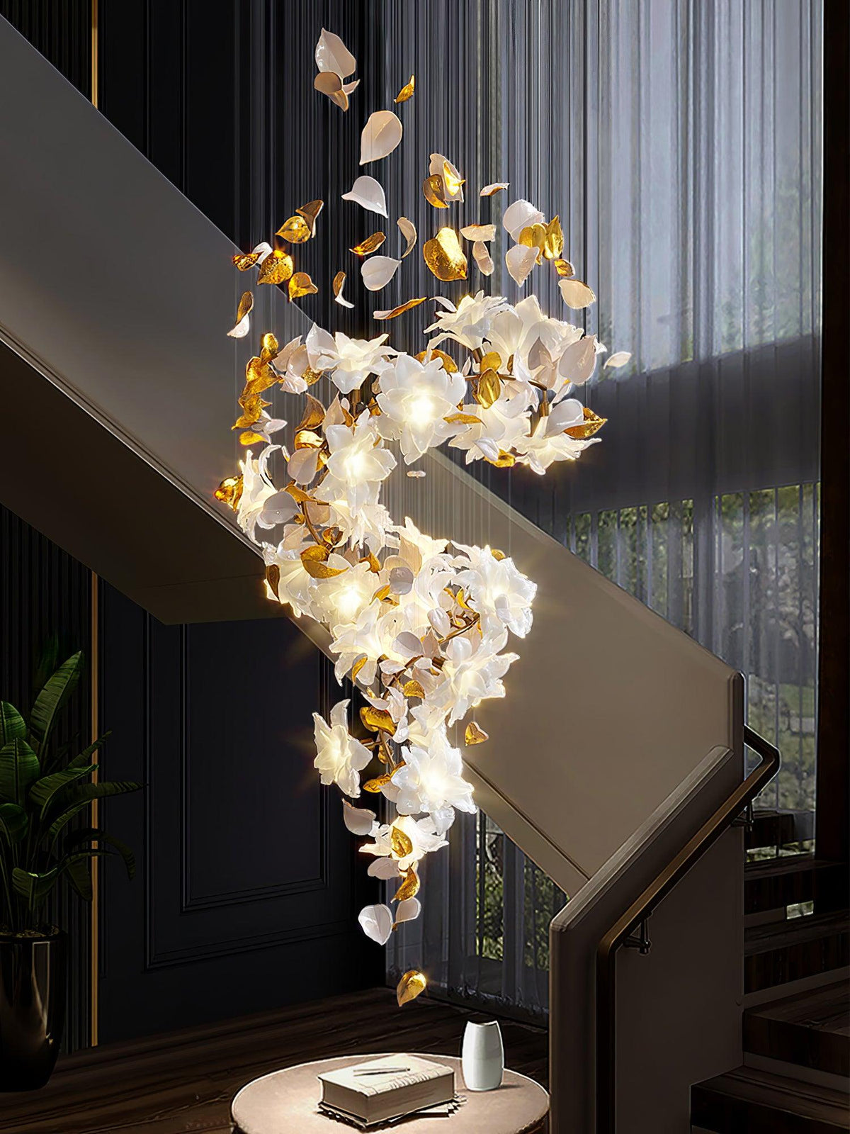 Araeos Flying Flowers Fluttering Kroonluchter van messing
