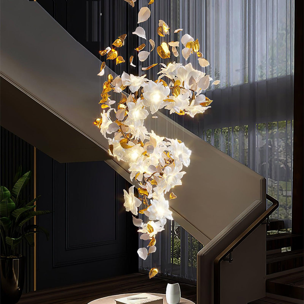 Araeos Flying Flowers Fluttering Kroonluchter van messing