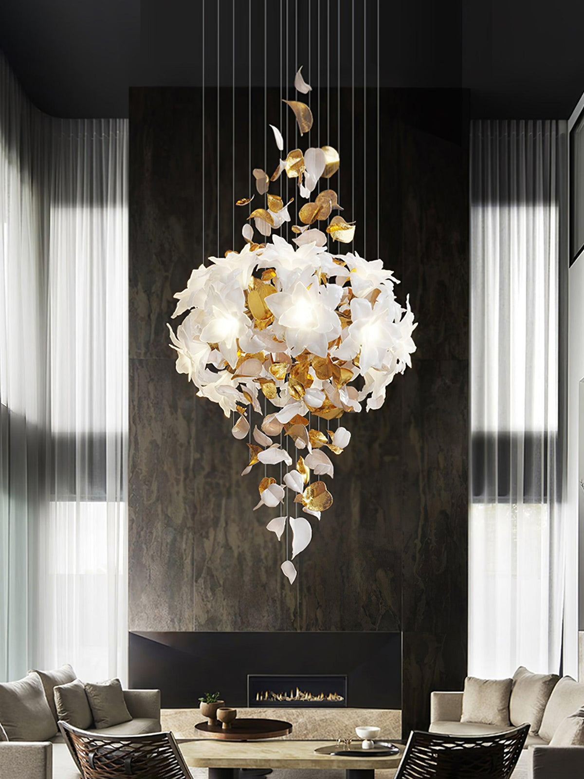Araeos Flying Flowers Fluttering Kroonluchter van messing