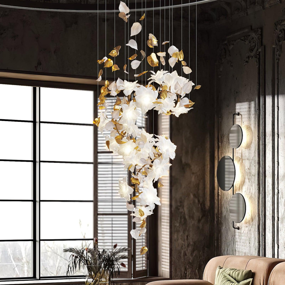 Araeos Flying Flowers Fluttering Kroonluchter van messing