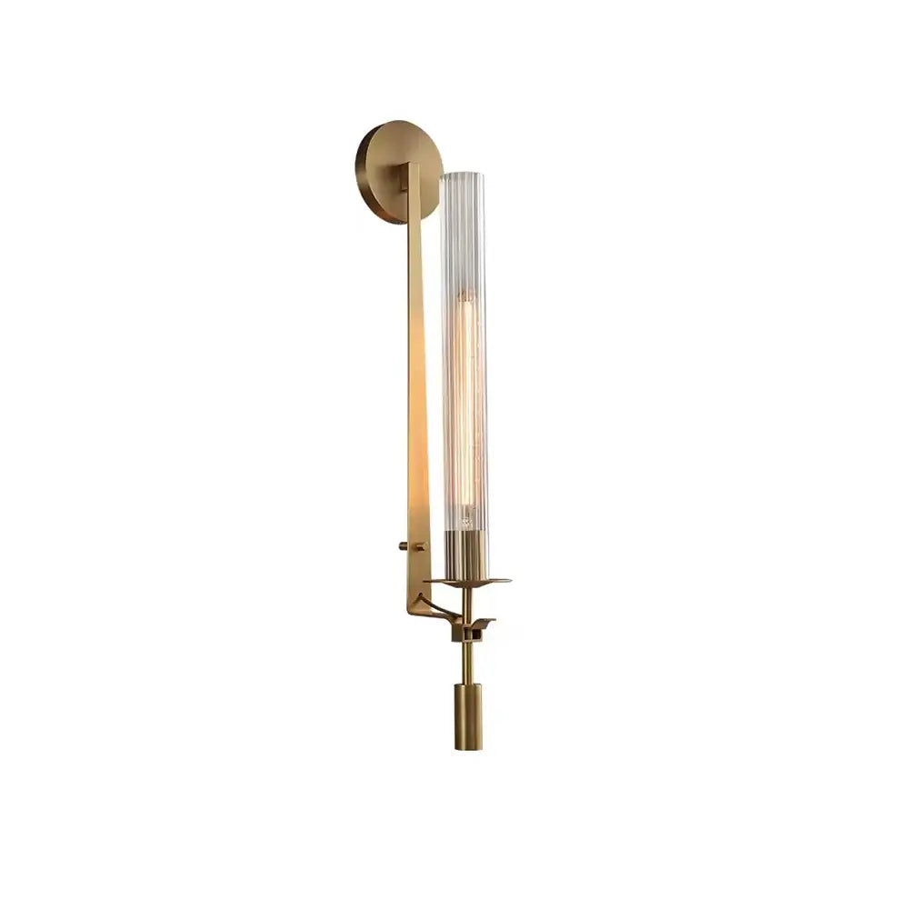Veloora wandlamp messing Minimalistisch Geribbelde glas