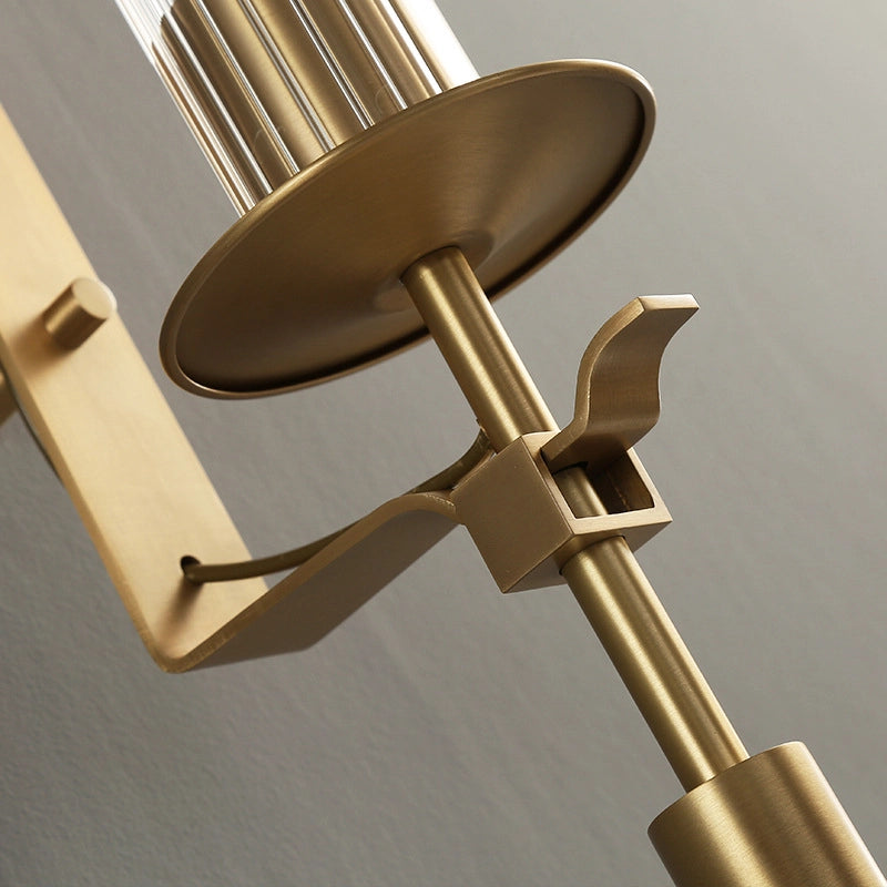 Veloora wandlamp messing Minimalistisch Geribbelde glas