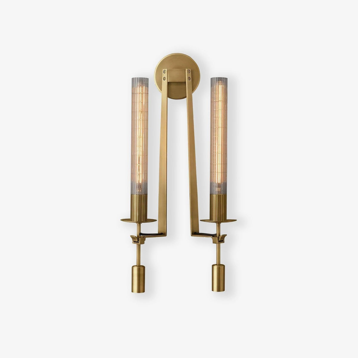 Veloora wandlamp messing Minimalistisch Geribbelde glas