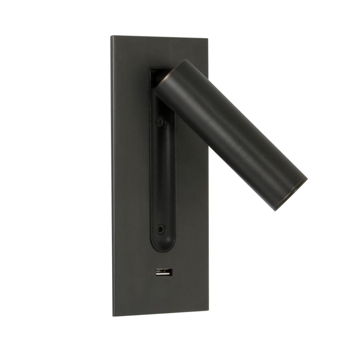 Sothis moderne minimalistische wandlamp in zwart met USB-aansluiting