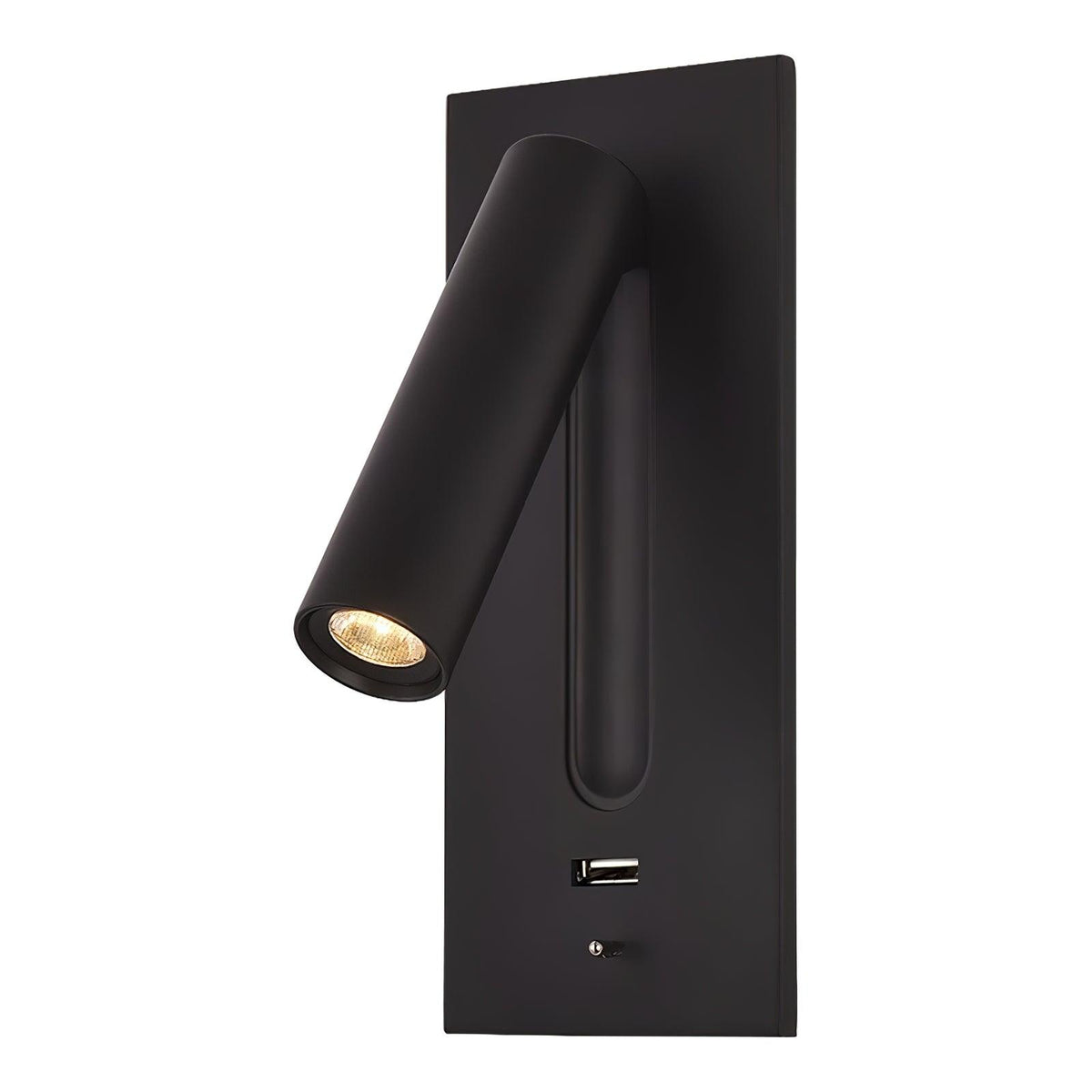 Sothis moderne minimalistische wandlamp in zwart met USB-aansluiting