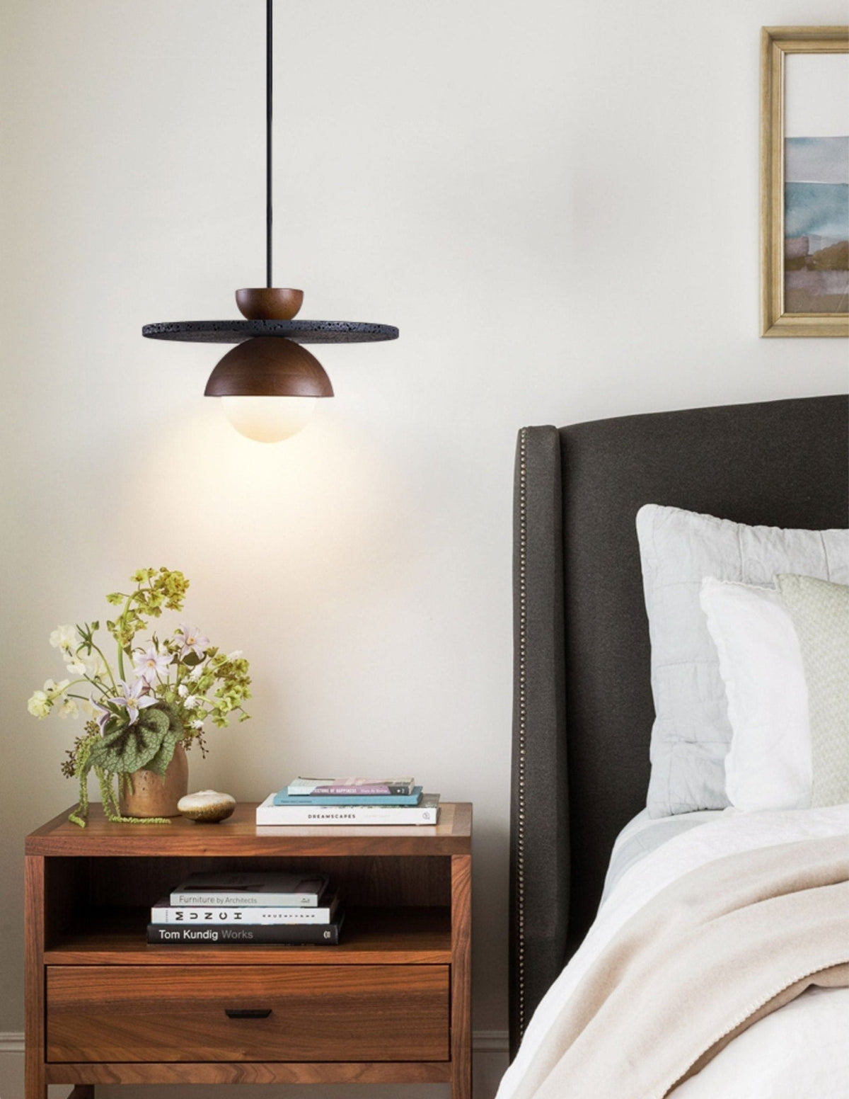 Valinina hanglamp van zwarte travertin