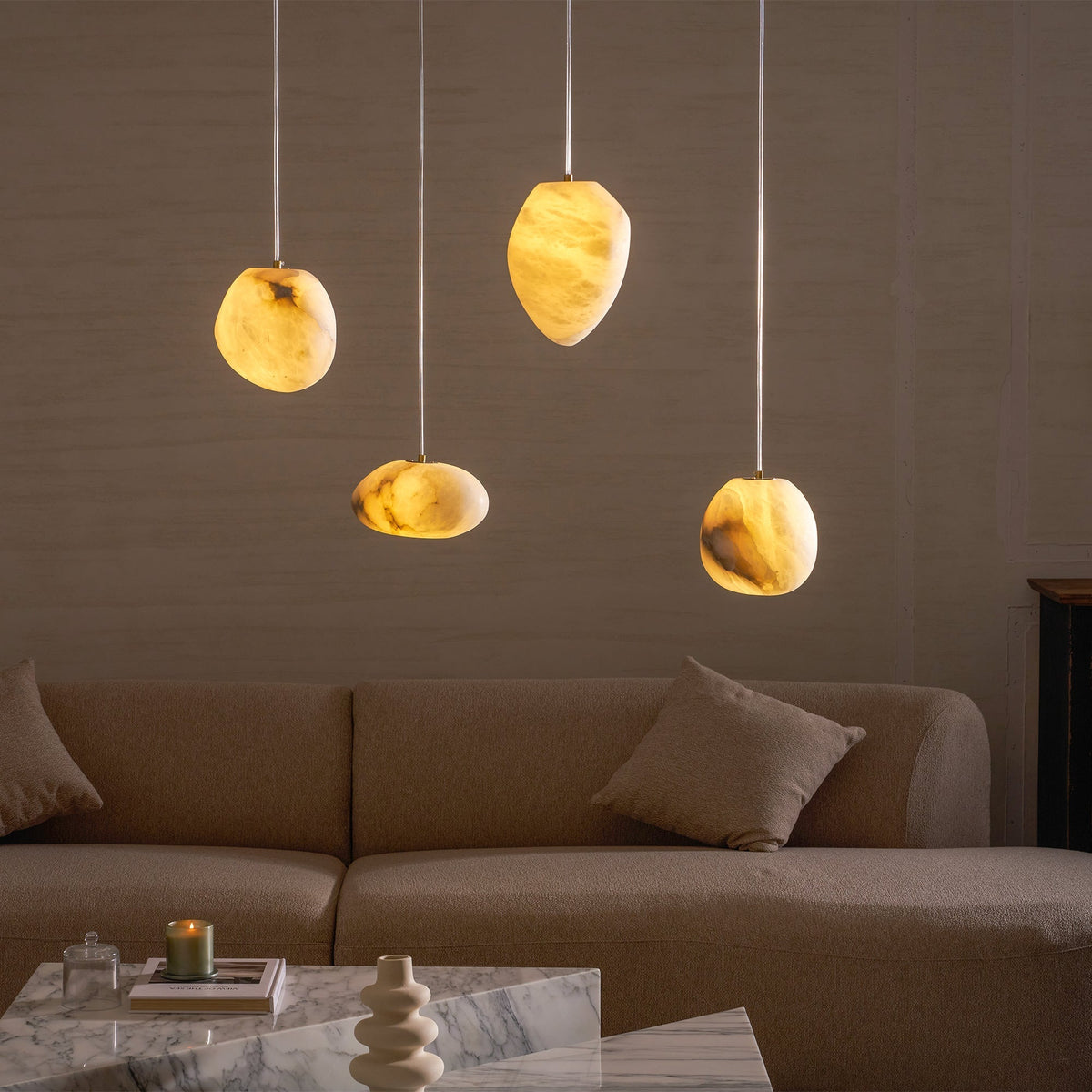 Nivisaya kiezelvormige albasten hanglamp