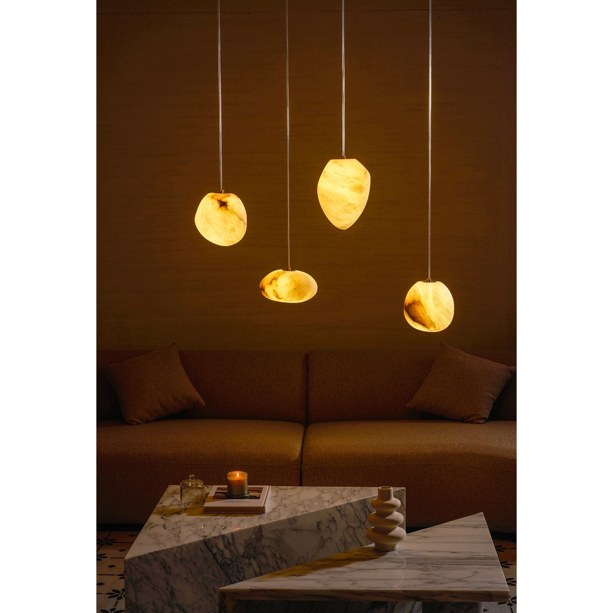 Nivisaya kiezelvormige albasten hanglamp