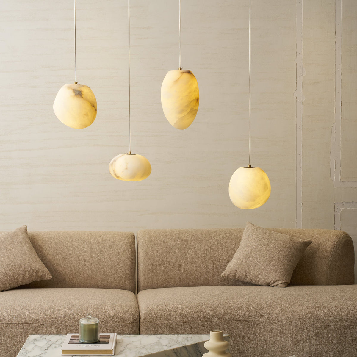 Nivisaya kiezelvormige albasten hanglamp