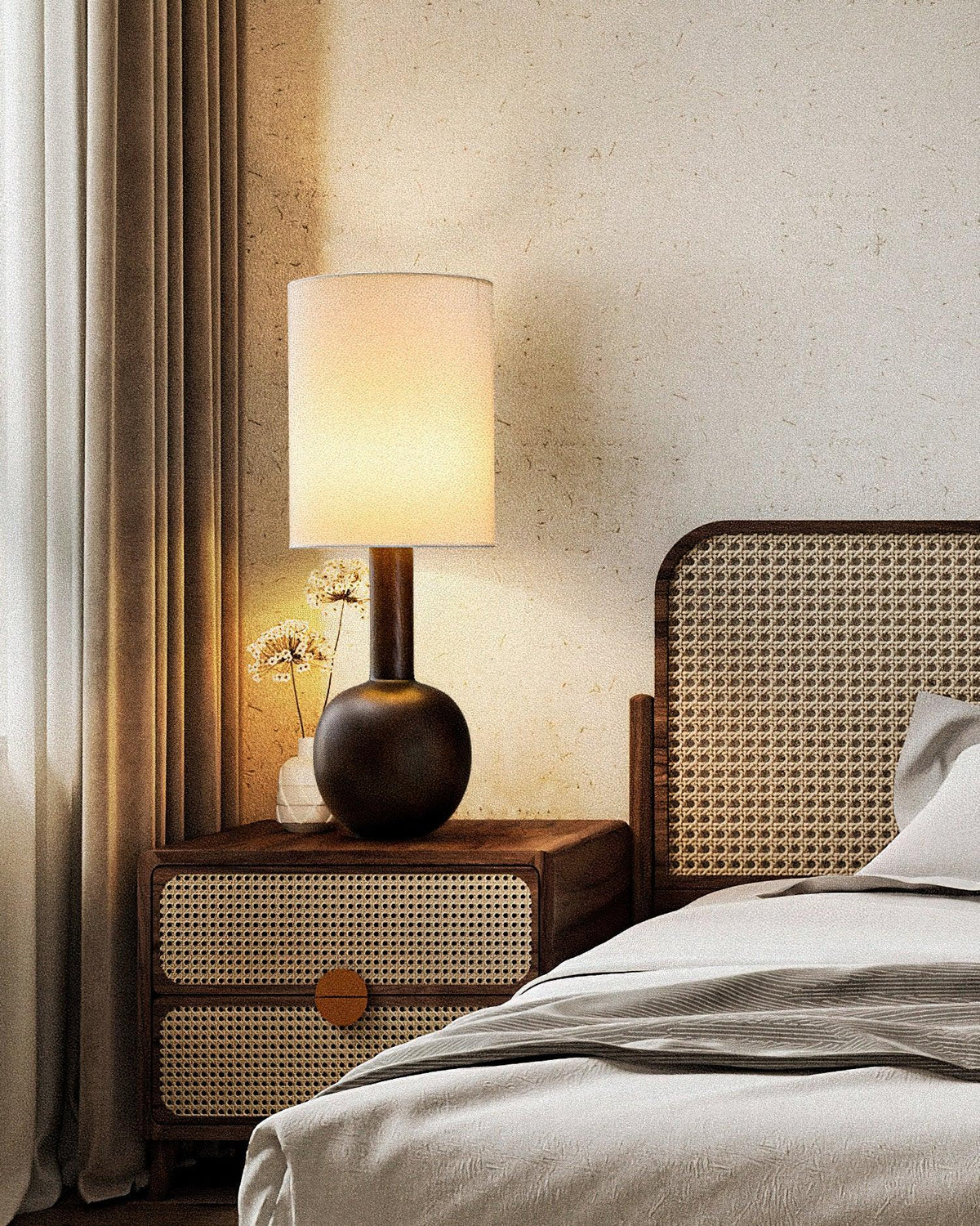 Ravmis rustieke houten tafellamp