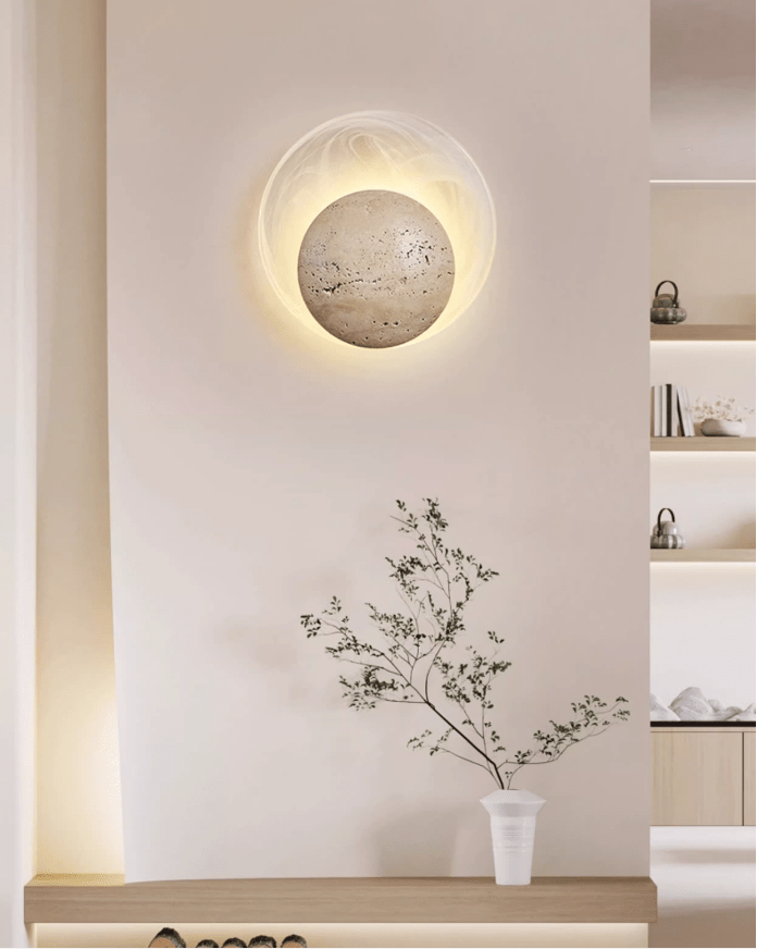 Serinette Orin Geel travertin wandlamp