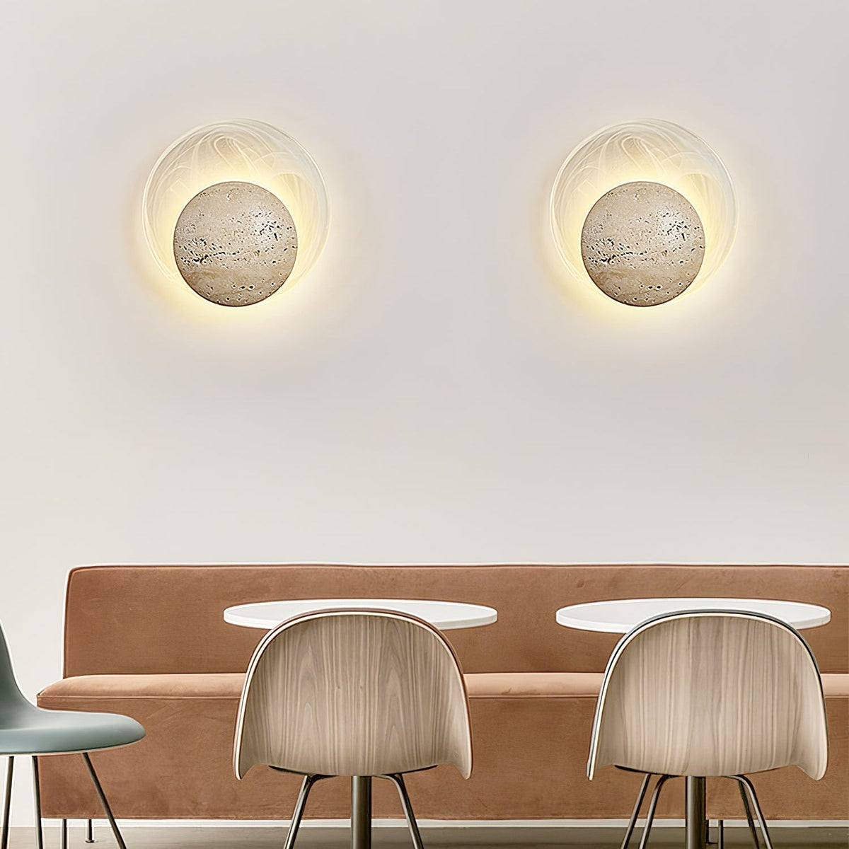 Serinette Orin Geel travertin wandlamp