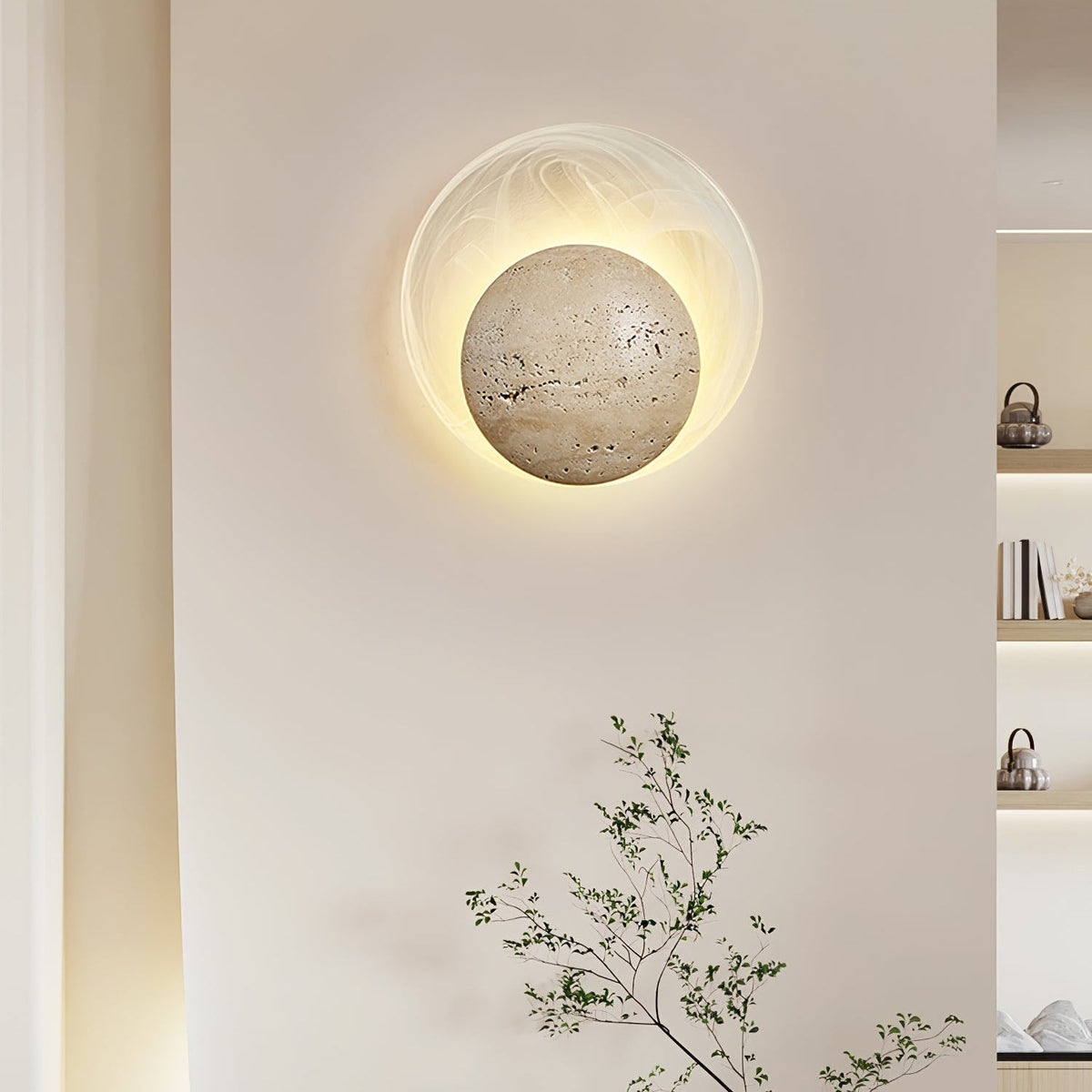 Serinette Orin Geel travertin wandlamp