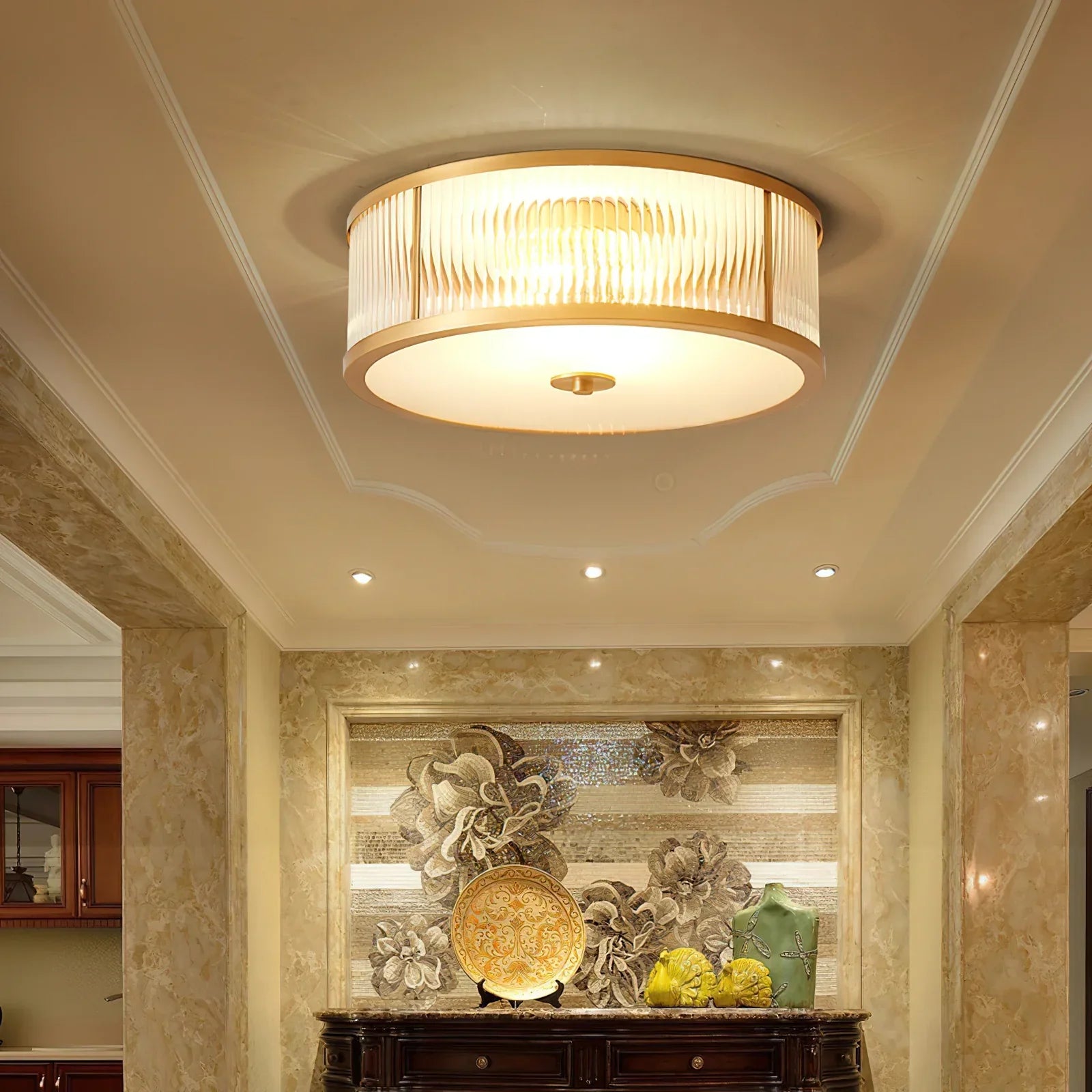 Alessio Modern Ronde Metaal Glas Plafondlamp Eetkamer Slaapkamer