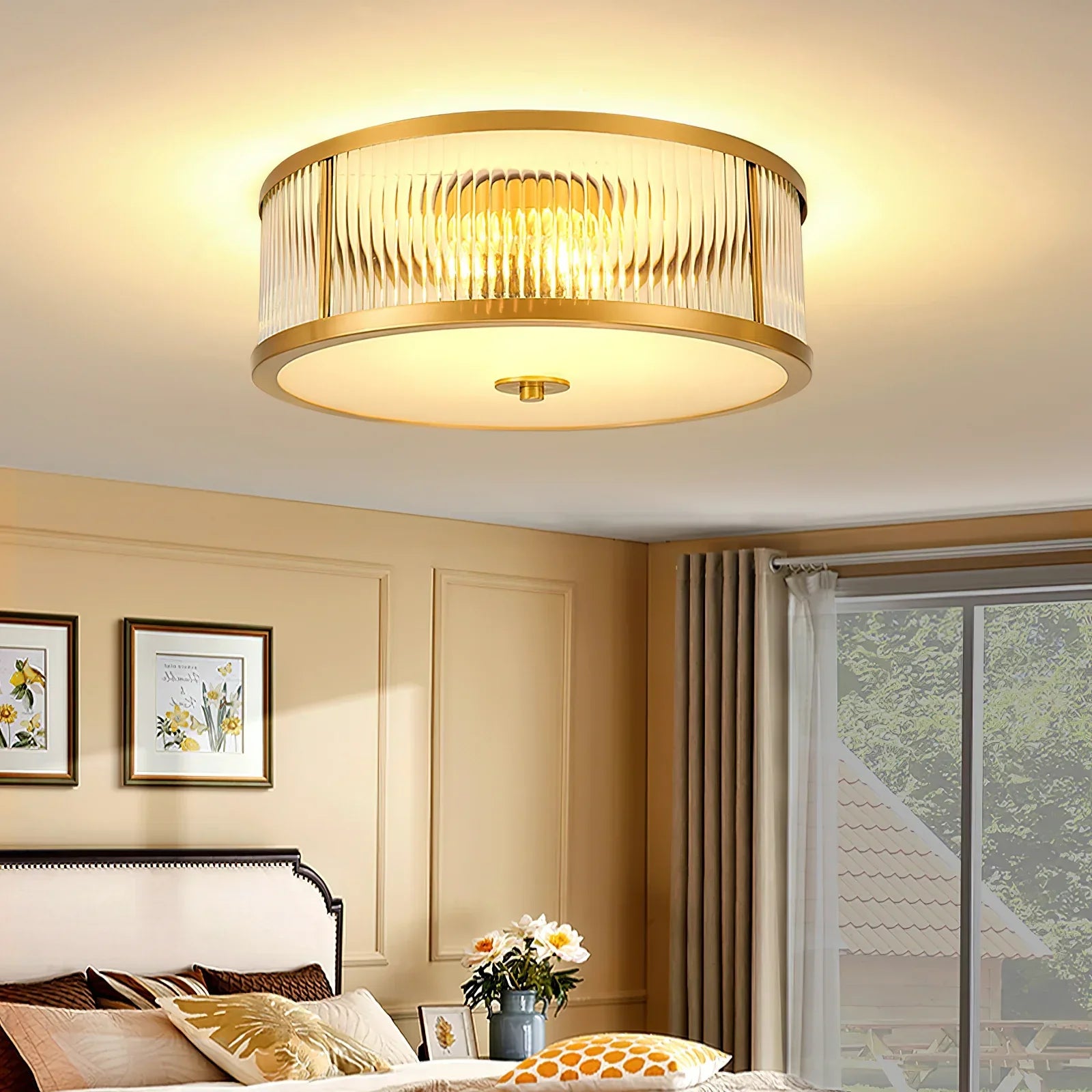 Alessio Modern Ronde Metaal Glas Plafondlamp Eetkamer Slaapkamer