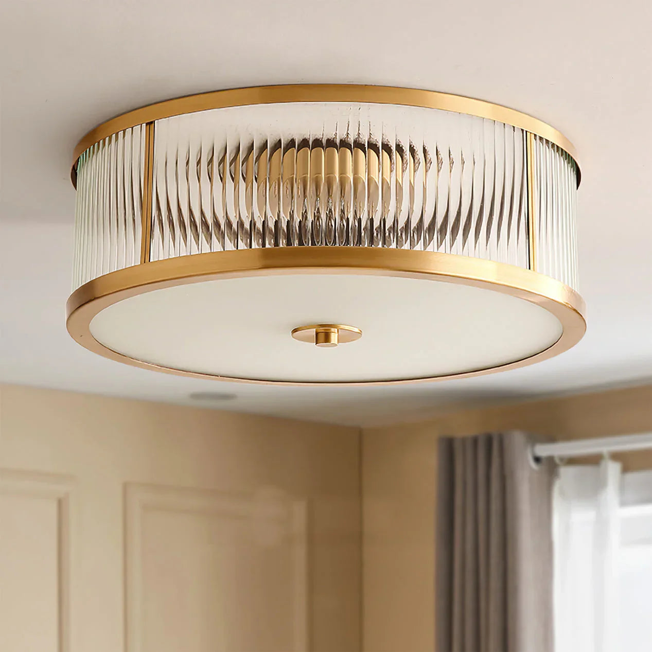 Alessio Modern Ronde Metaal Glas Plafondlamp Eetkamer Slaapkamer