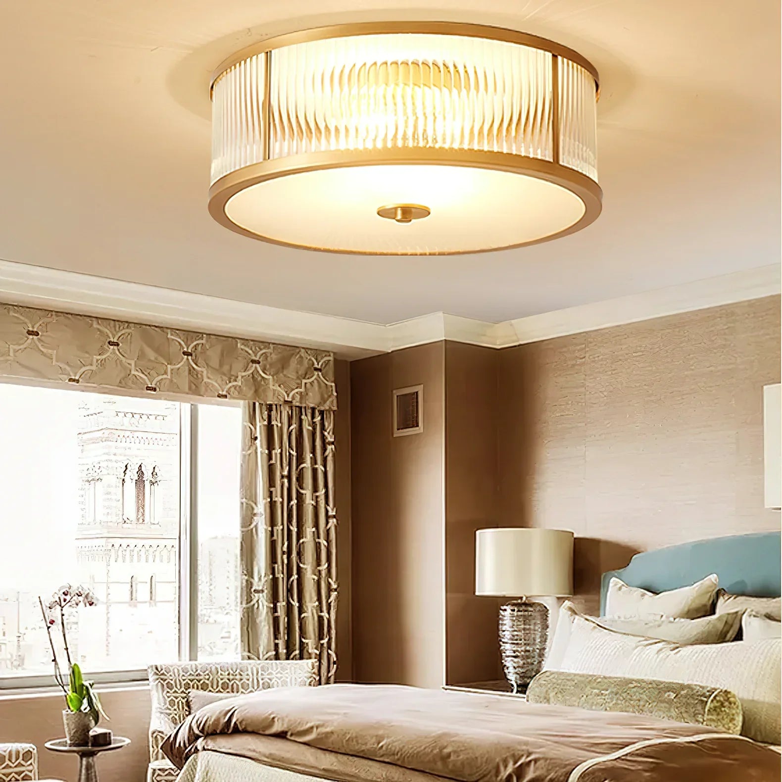 Alessio Modern Ronde Metaal Glas Plafondlamp Eetkamer Slaapkamer