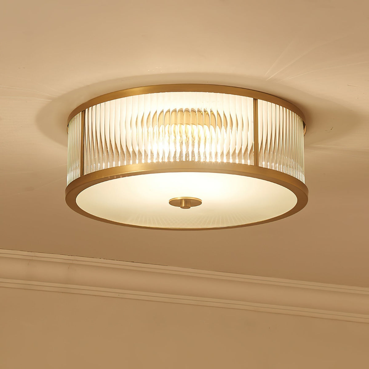 Veleriella messing glas plafondlamp
