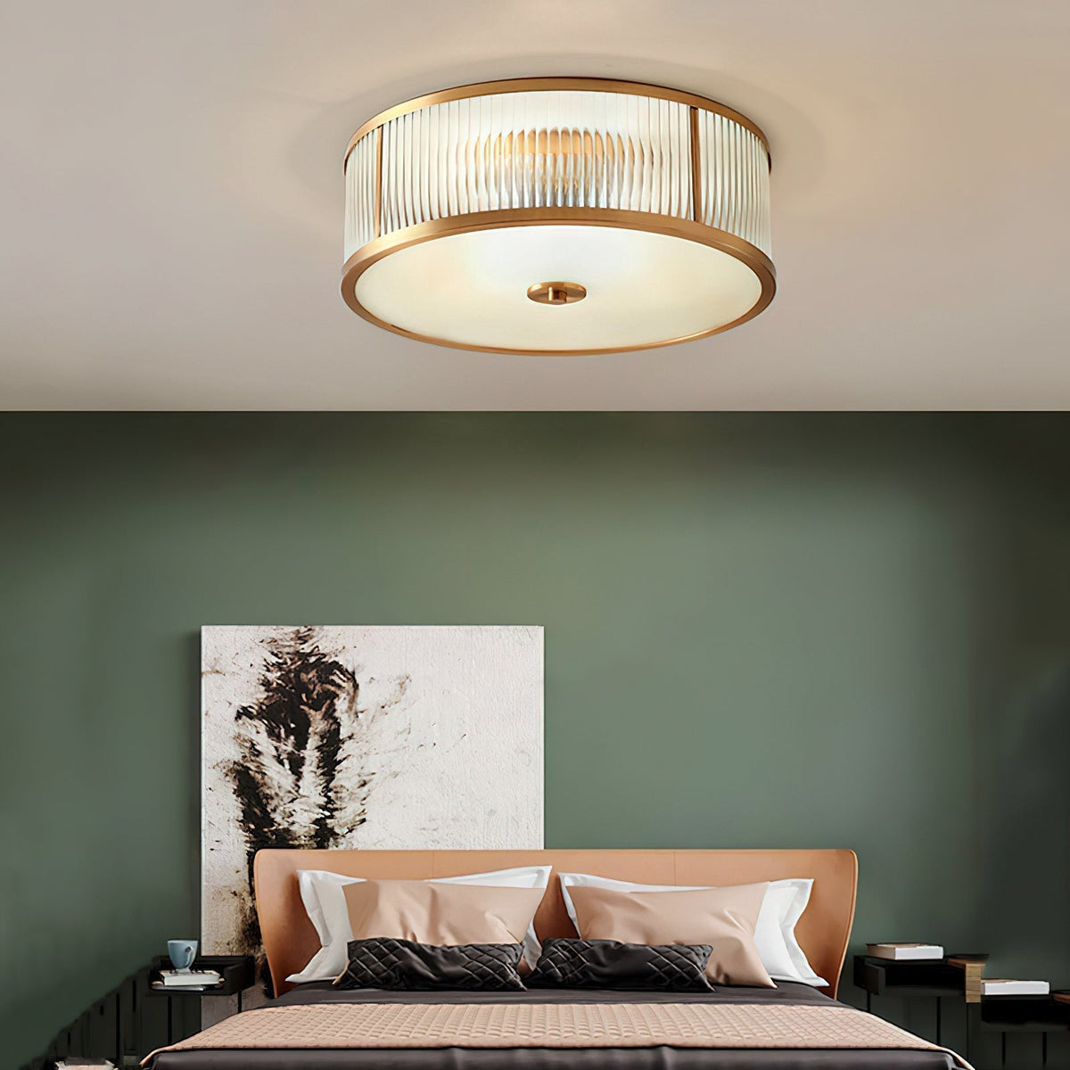Veleriella messing glas plafondlamp