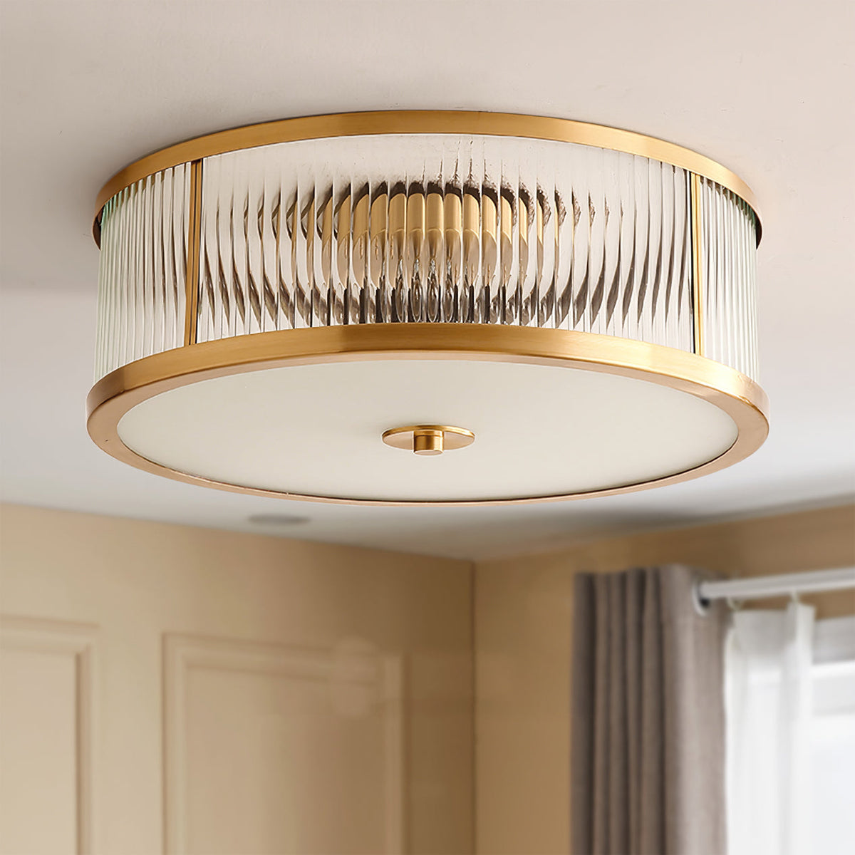 Veleriella messing glas plafondlamp