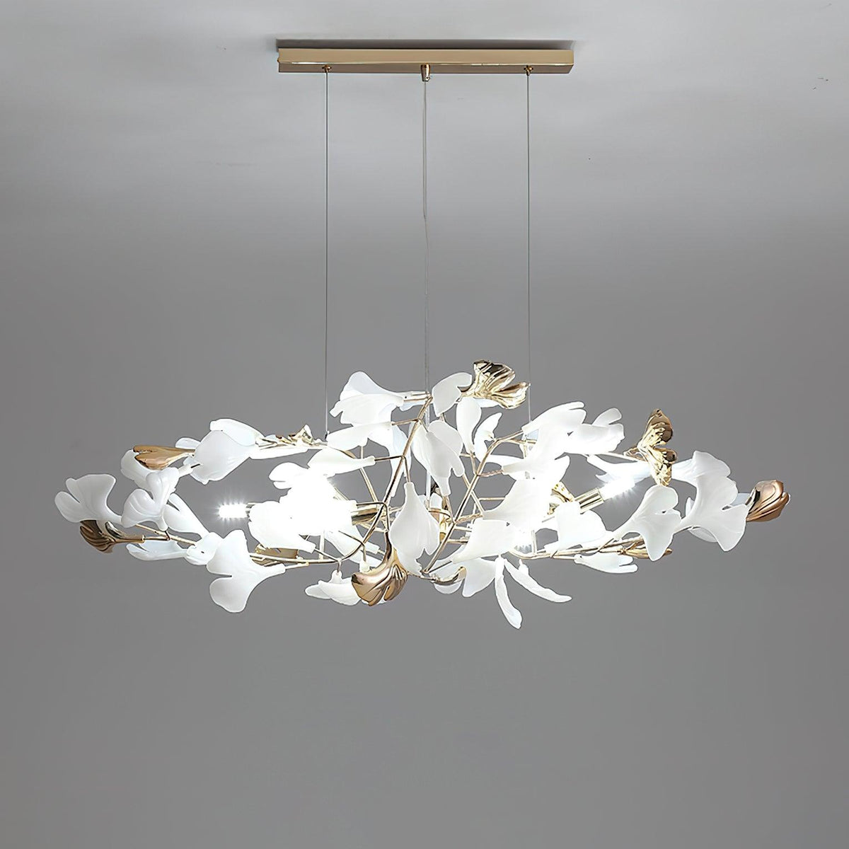 Quiven Kroonluchter Gingko Blad Keramiek Goud Elegant