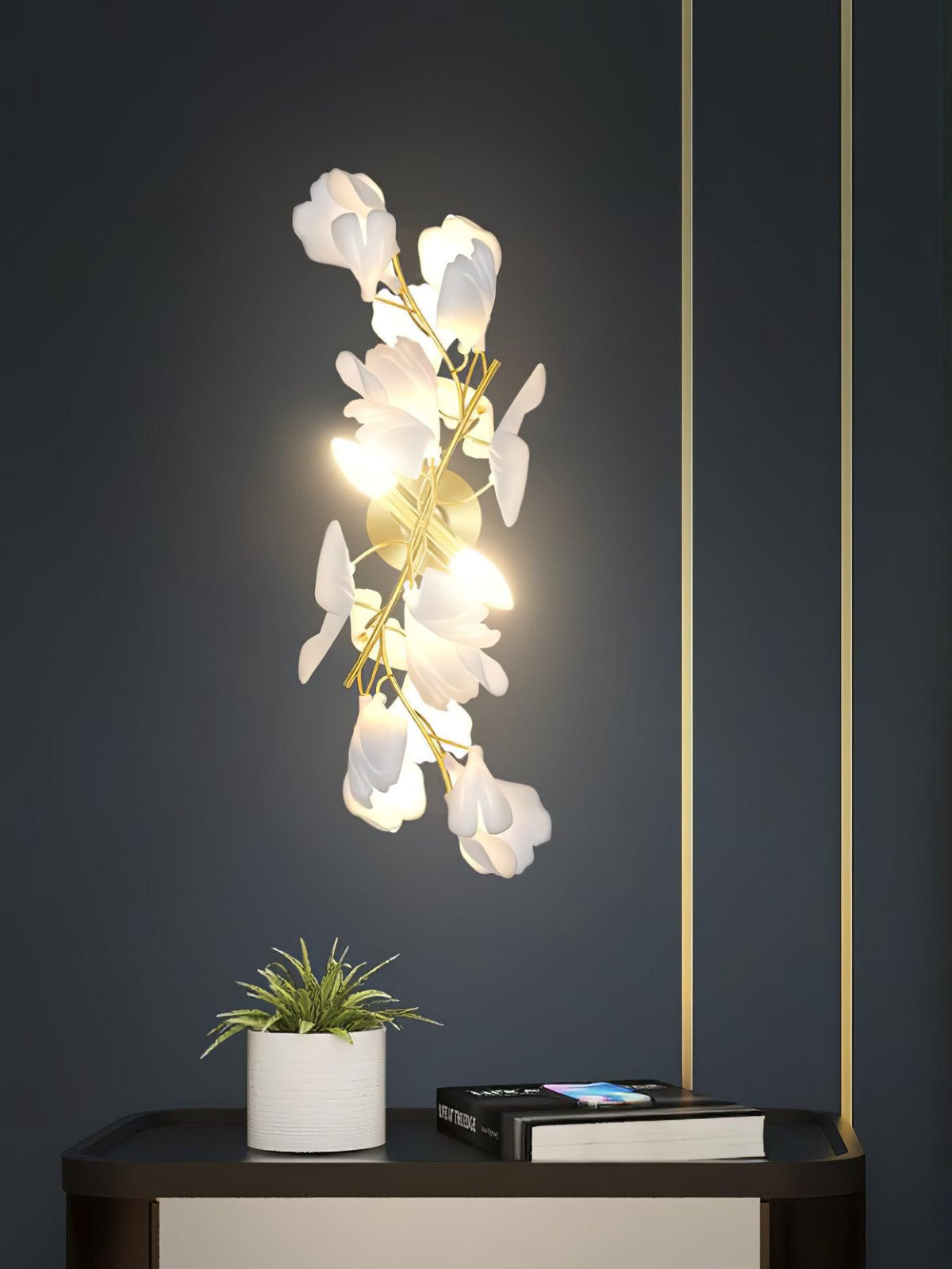Solivaya wandlamp Gingko Flowers messing