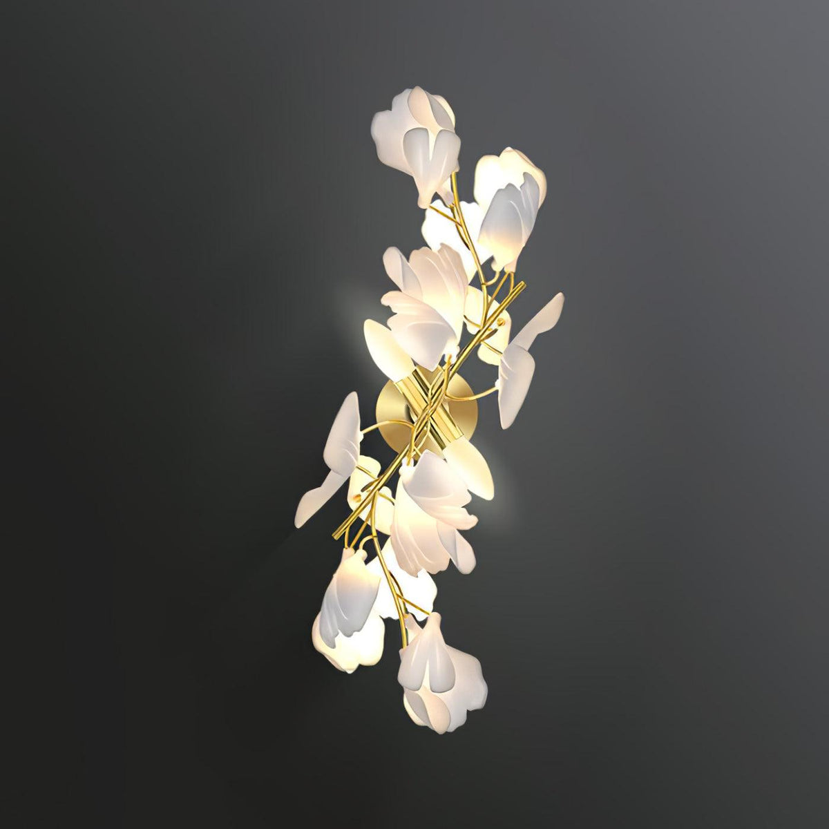 Solivaya wandlamp Gingko Flowers messing