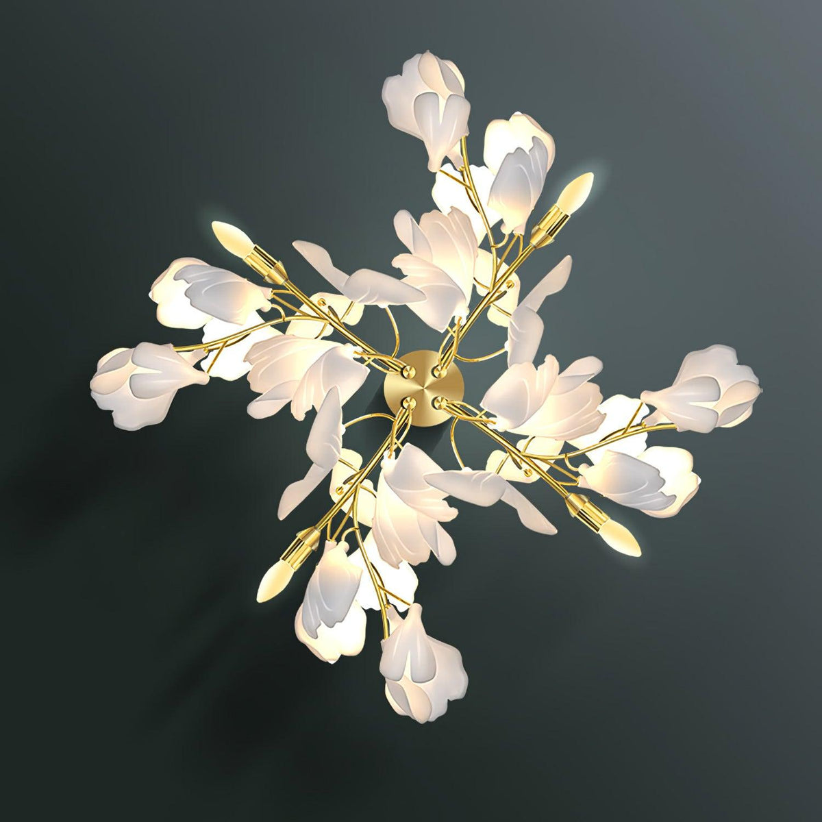 Solivaya wandlamp Gingko Flowers messing