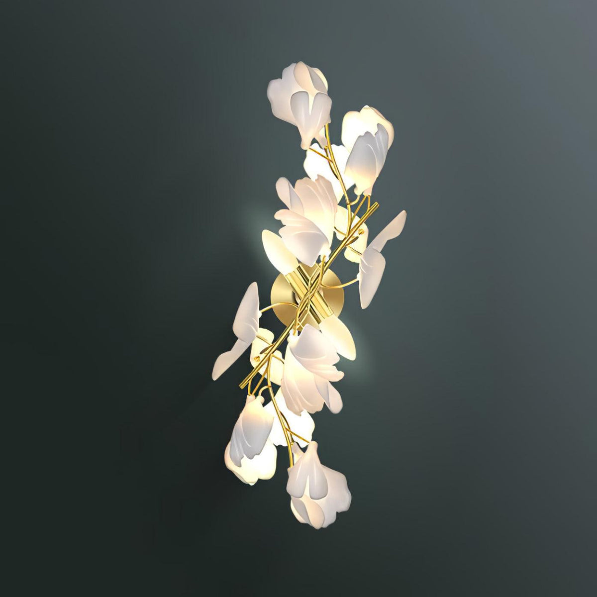 Solivaya wandlamp Gingko Flowers messing