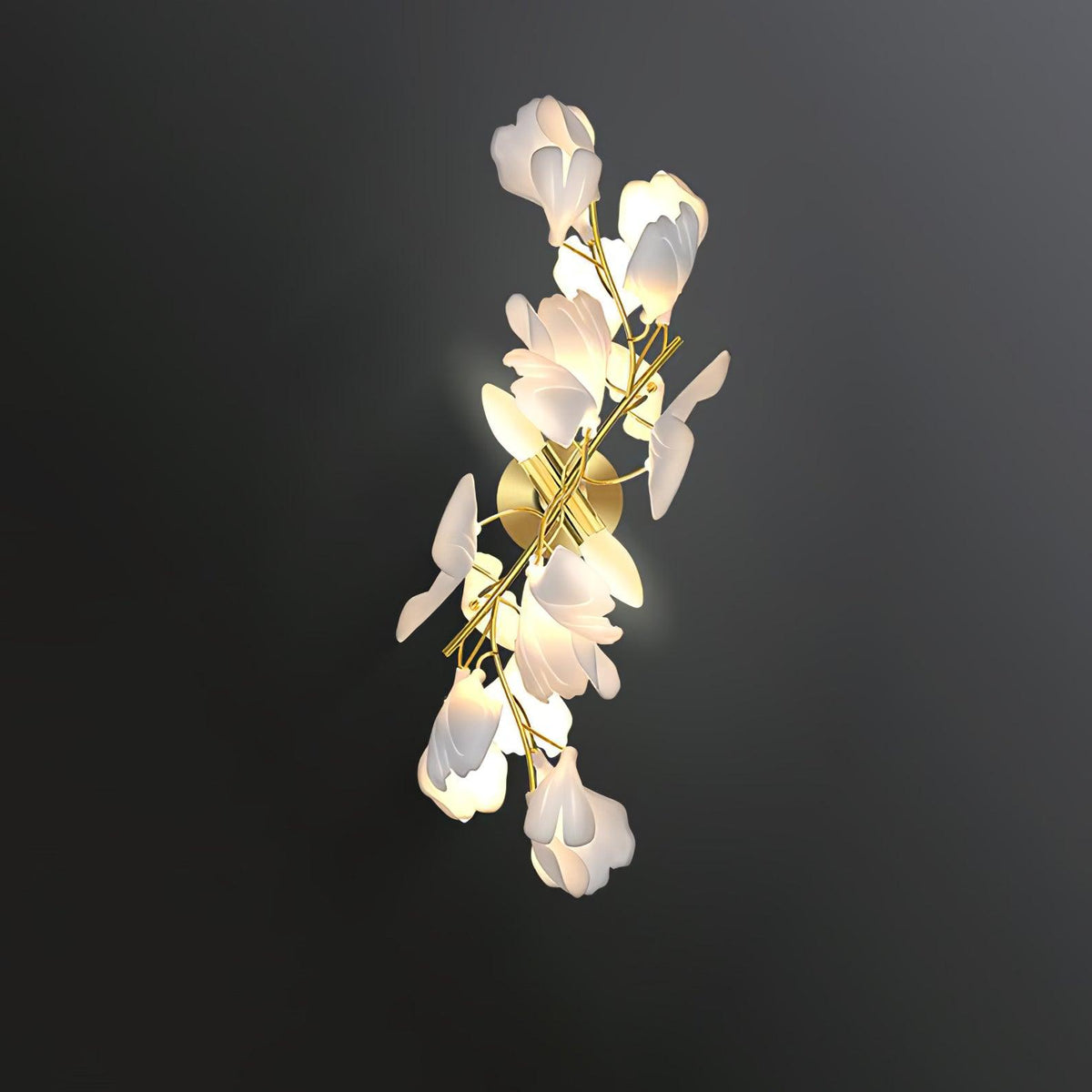 Gavriel wandlamp met ginkgobladeren in keramiek