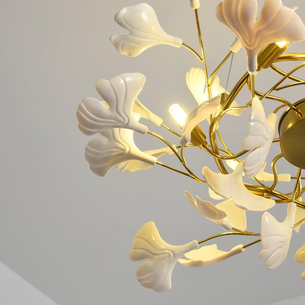 Auriora hanglamp Gingko Keramische Bladeren Goud