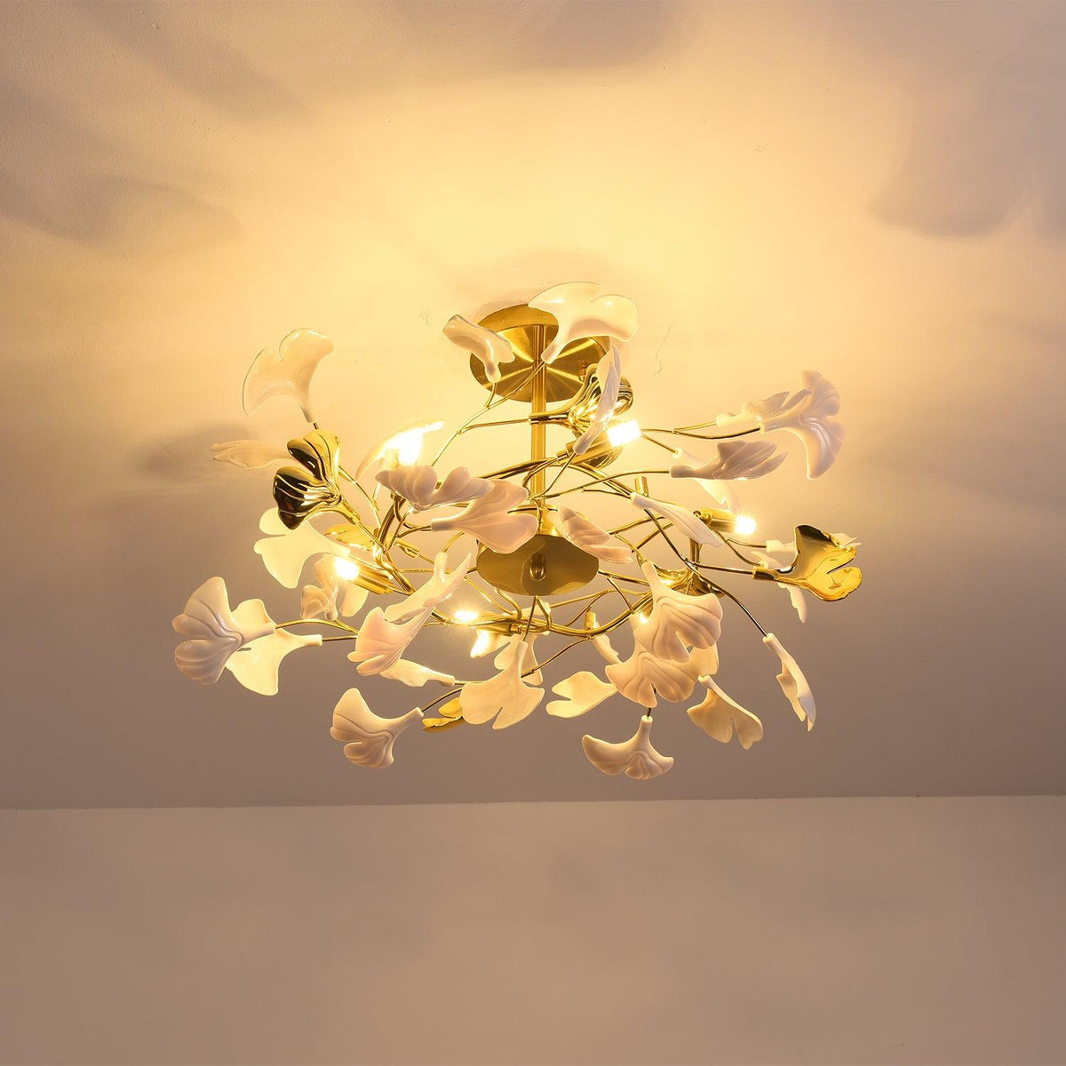 Auriora hanglamp Gingko Keramische Bladeren Goud