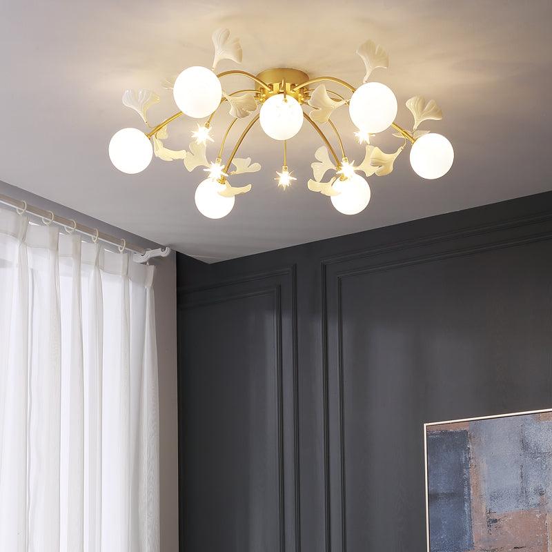 Olivia Design Bol LED Plafondlamp Metaal/Keramisch Wit/Goud Slaap/Woon/Eetkamer