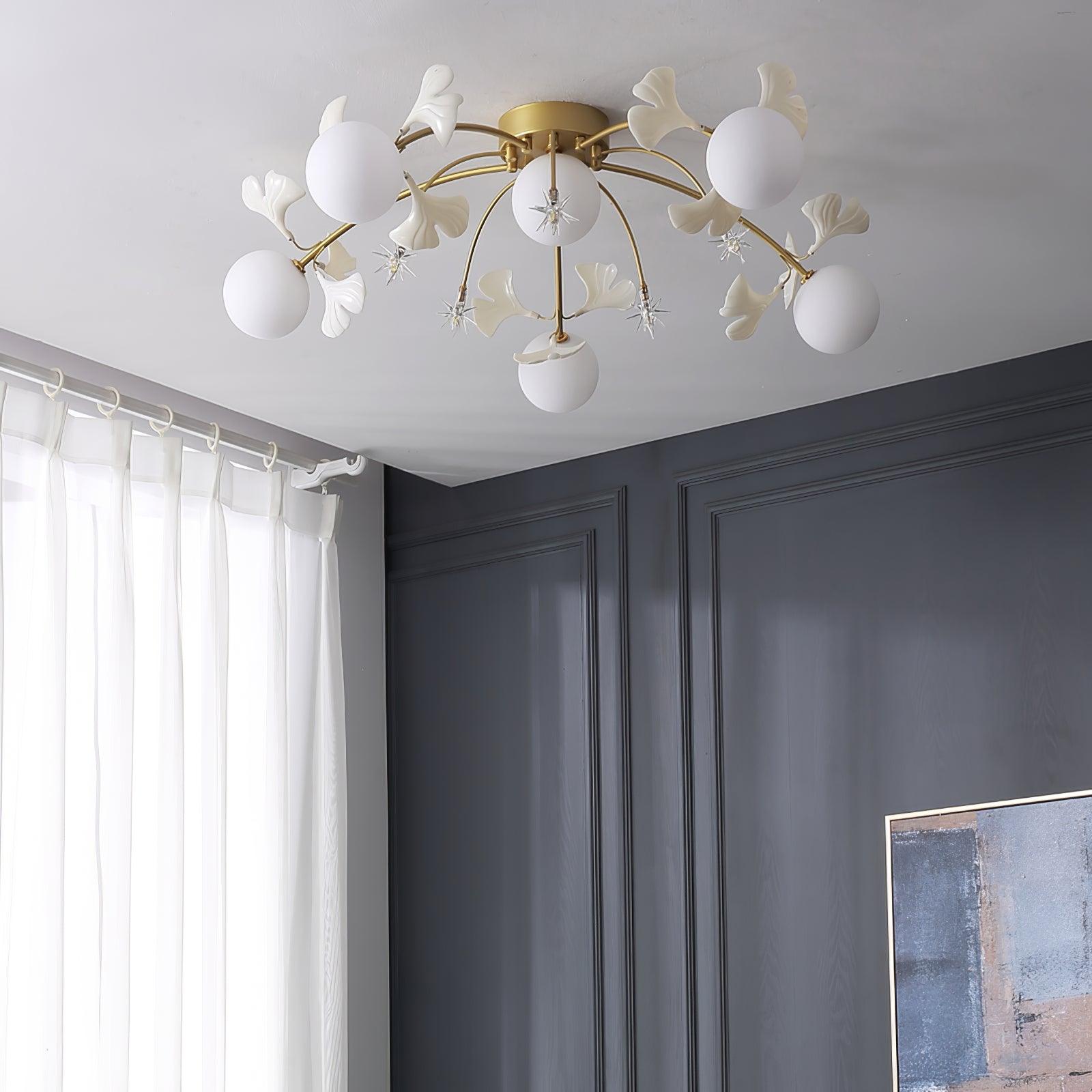 Olivia Design Bol LED Plafondlamp Metaal/Keramisch Wit/Goud Slaap/Woon/Eetkamer