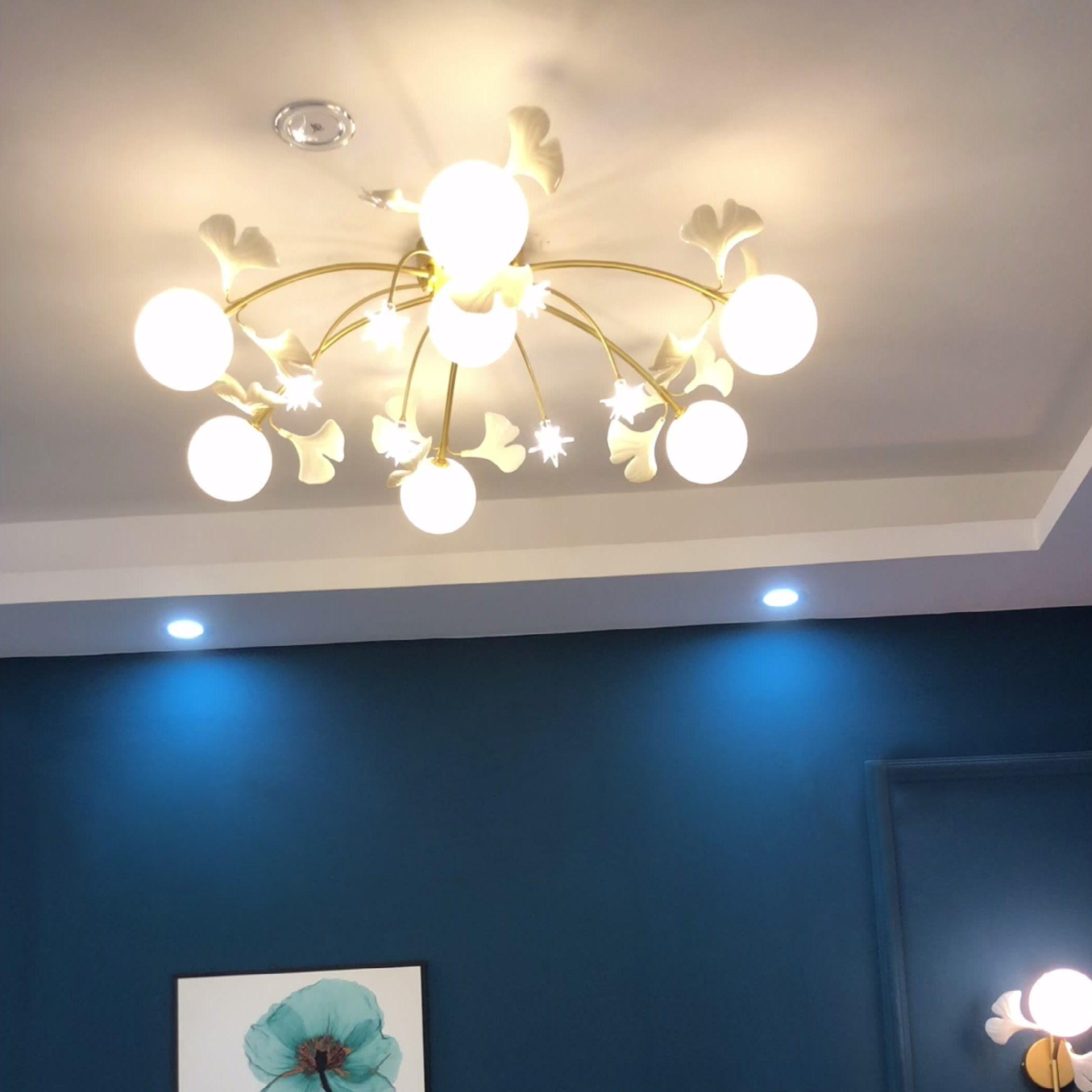 Olivia Design Bol LED Plafondlamp Metaal/Keramisch Wit/Goud Slaap/Woon/Eetkamer