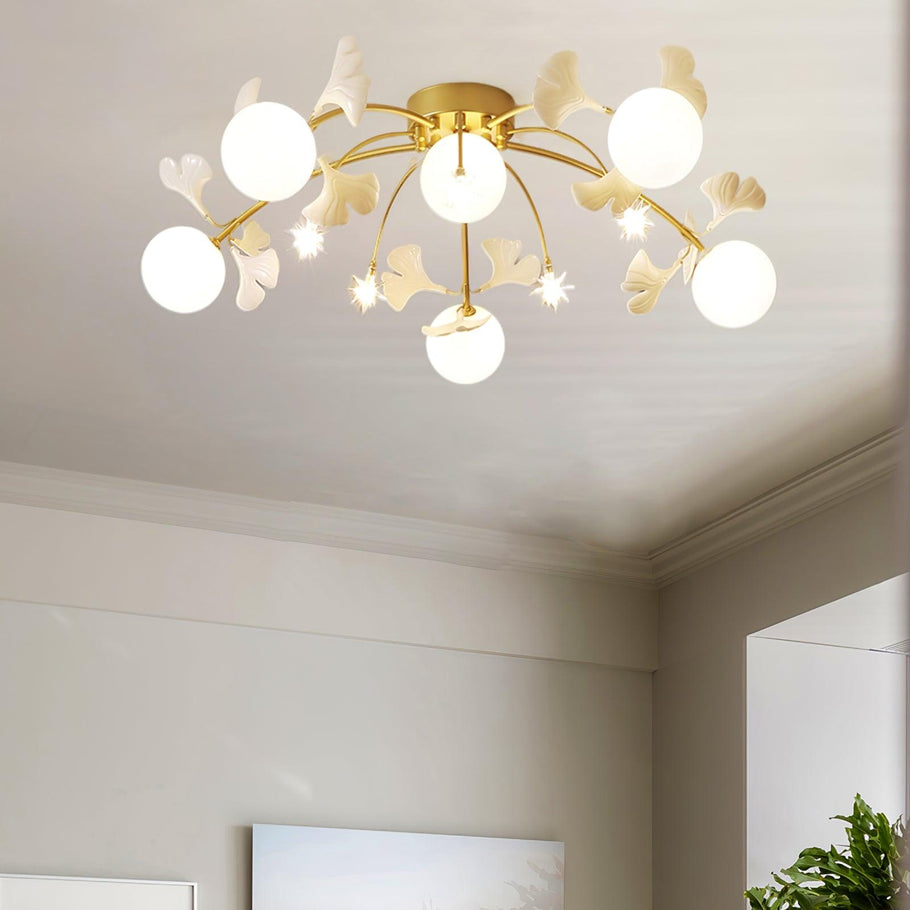 Olivia Design Bol LED Plafondlamp Metaal/Keramisch Wit/Goud Slaap/Woon/Eetkamer