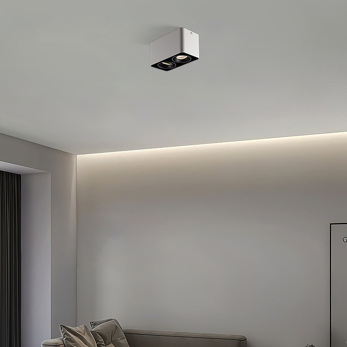 Devely Spotlight Vlakke Plafondmontage Dubbele LED Hoekige Minimalistische