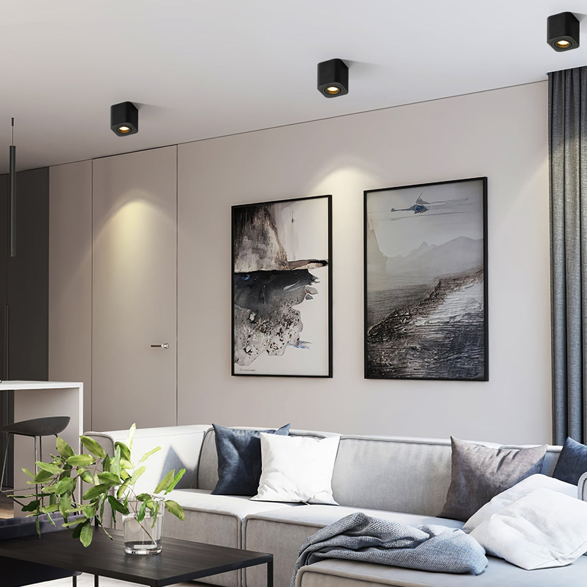 Devely Spotlight Vlakke Plafondmontage Dubbele LED Hoekige Minimalistische