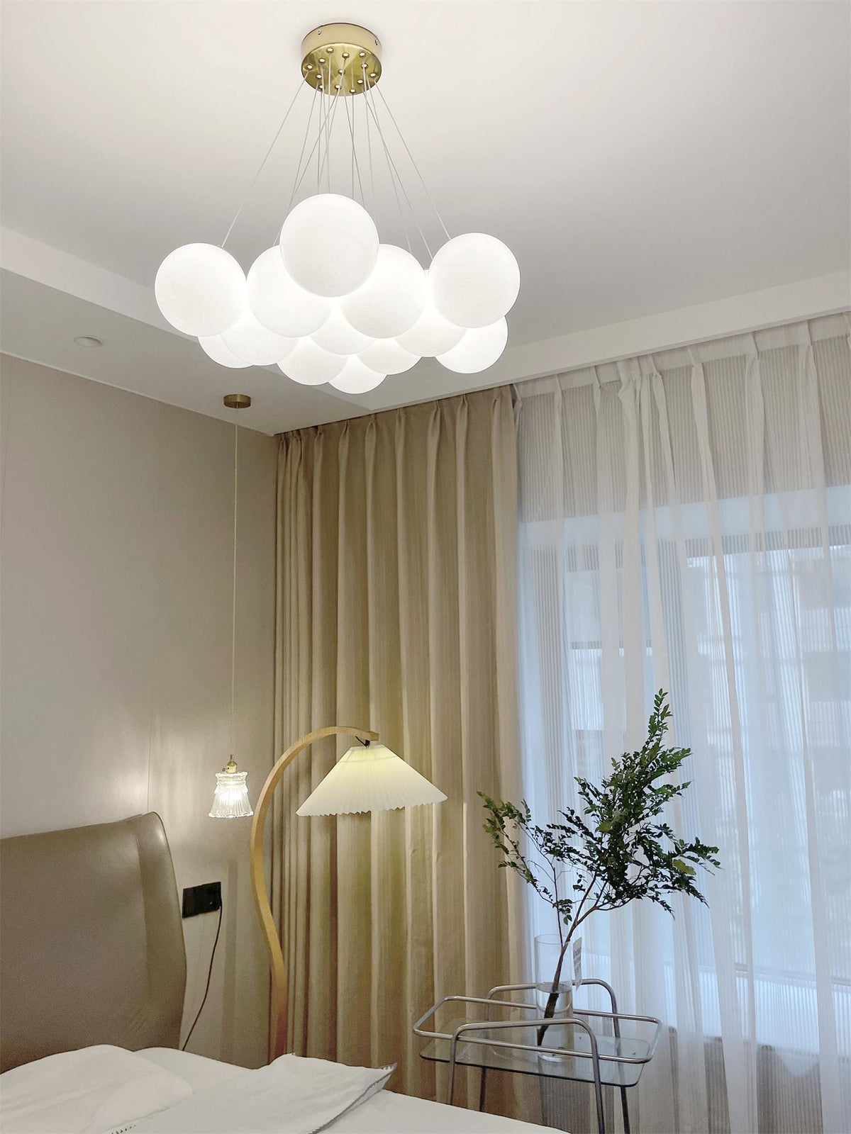 Celalissa Kroonluchter met Glascluster en Matglas