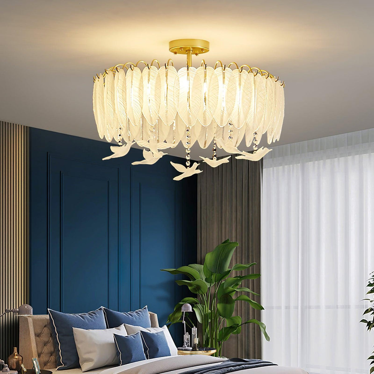 Eiriselle plafondlamp glasveer vogel elegant