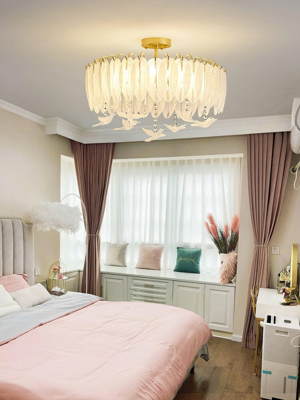 Eiriselle plafondlamp glasveer vogel elegant